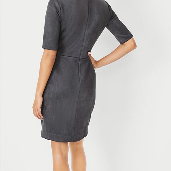 Ann Taylor faux suede mock neck gray sheath dress women’s size 8 - Picture 3 of 7